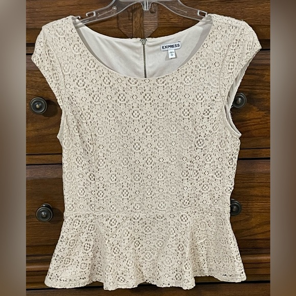 Express Tops - Express Ecru Peplum Dress top size small